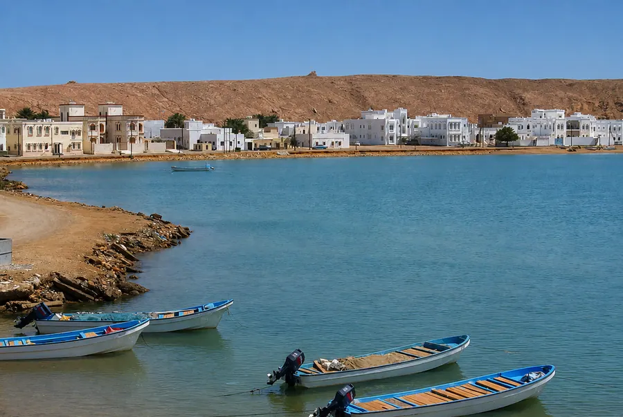 Port omanais entouré de reliefs